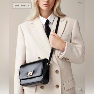J Crew Edie crossbody bag in black Italian leather with shiny gold hardware